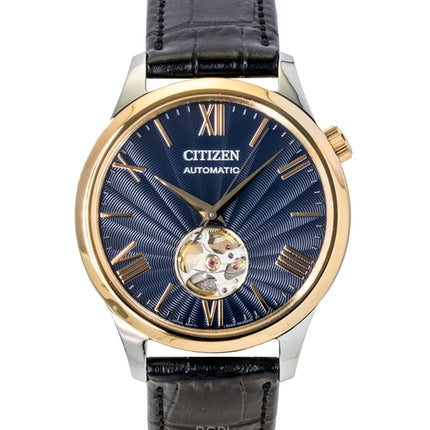 Citizen Lederarmband Open Heart Blaues Zifferblatt Automatik NH9136-02L Herrenuhr