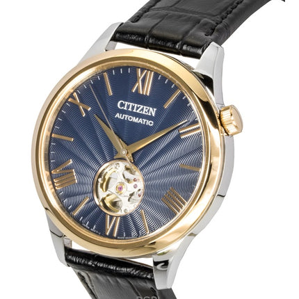 Citizen Lederarmband Open Heart Blaues Zifferblatt Automatik NH9136-02L Herrenuhr