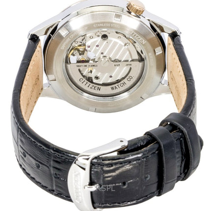 Citizen Lederarmband Open Heart Blaues Zifferblatt Automatik NH9136-02L Herrenuhr