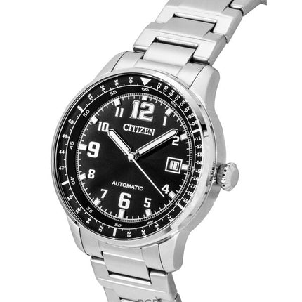 Citizen Urban Military Edelstahl Schwarzes Zifferblatt Automatik NJ0190-51E 100M Herrenuhr