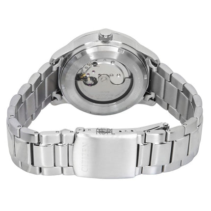 Citizen Herrenuhr mit automatischem Edelstahlarmband und schwarzem Zifferblatt NJ0191-83E, 100 m