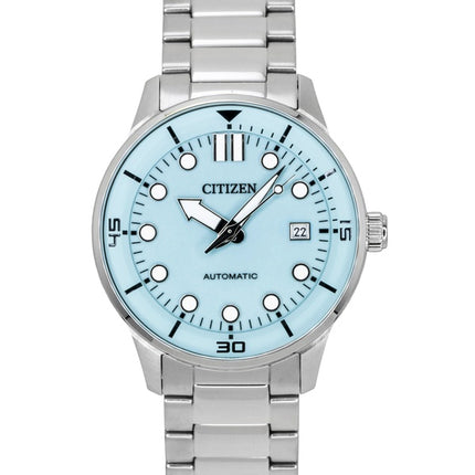Citizen Herrenuhr, analog, Edelstahl, türkisfarbenes Zifferblatt, Automatik, NJ0191-83M