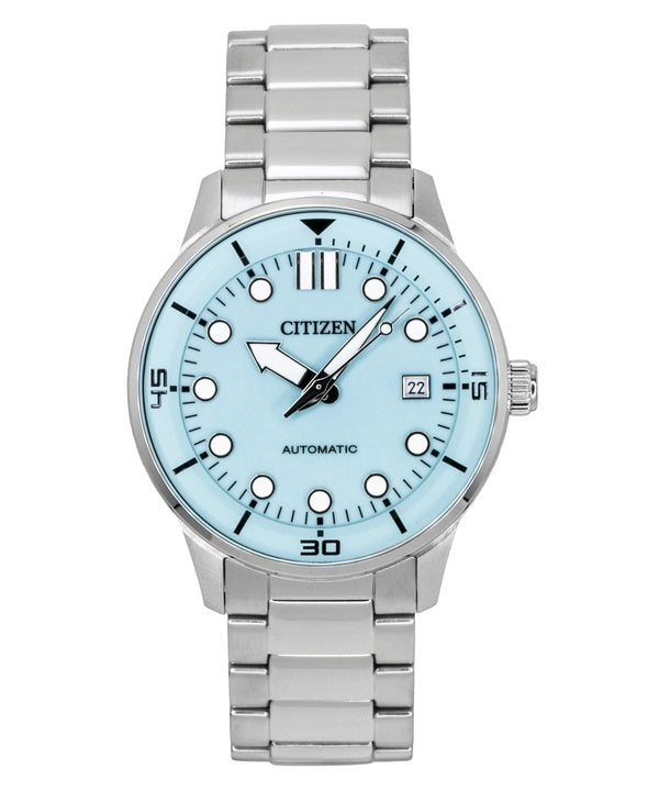 Citizen Herrenuhr, analog, Edelstahl, türkisfarbenes Zifferblatt, Automatik, NJ0191-83M