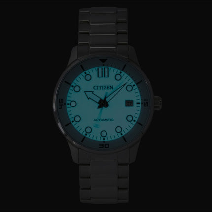 Citizen Herrenuhr, analog, Edelstahl, türkisfarbenes Zifferblatt, Automatik, NJ0191-83M