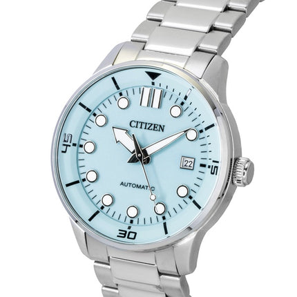 Citizen Herrenuhr, analog, Edelstahl, türkisfarbenes Zifferblatt, Automatik, NJ0191-83M