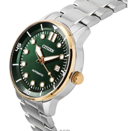 Citizen Herrenuhr mit grünem Zifferblatt und Edelstahlarmband NJ0196-80X, 100 M