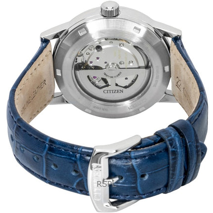 Citizen Herrenuhr mit Lederarmband, blauem Zifferblatt und Automatikwerk NJ0210-13L