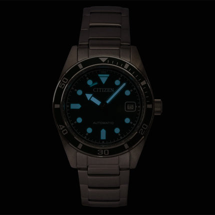 Citizen Herrenuhr aus Edelstahl mit grünem Zifferblatt, Automatik, NJ0220-52X, wasserdicht bis 100 m