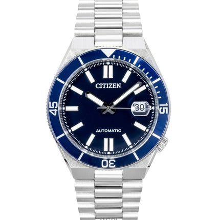 Citizen Herrenuhr aus Edelstahl mit marineblauem Zifferblatt, Automatik, NJ0230-59L