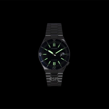 Citizen Herrenuhr aus Edelstahl mit marineblauem Zifferblatt, Automatik, NJ0230-59L