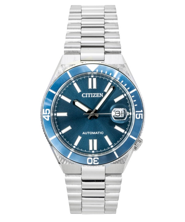 Citizen Herrenuhr, analog, Edelstahl, blaues Zifferblatt, Automatik, NJ0231-56L