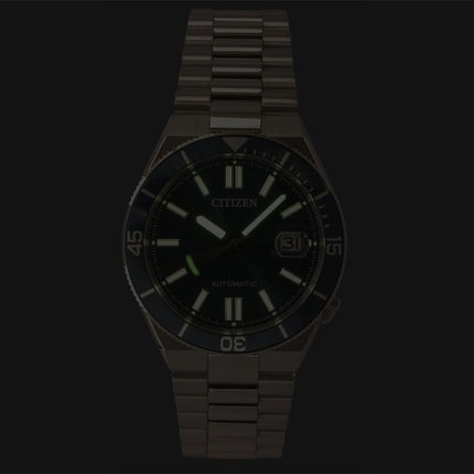 Citizen Herrenuhr, analog, Edelstahl, blaues Zifferblatt, Automatik, NJ0231-56L