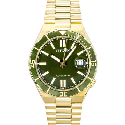 Citizen Tsuyosa Shore Analog Herrenuhr, goldfarben, Edelstahl, grünes Zifferblatt, Automatik, NJ0232-53X, wasserdicht bis 100 m