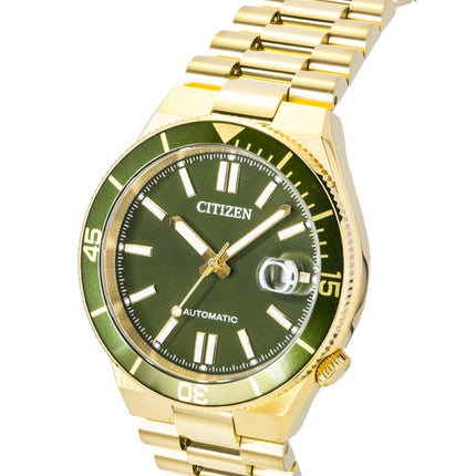 Citizen Tsuyosa Shore Analog Herrenuhr, goldfarben, Edelstahl, grünes Zifferblatt, Automatik, NJ0232-53X, wasserdicht bis 100 m