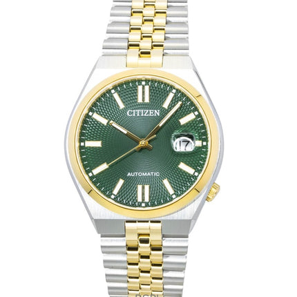 Citizen Tsuyosa 60 Zweifarbige Herrenuhr aus Edelstahl mit grünem Zifferblatt und Automatikwerk NK0024-54X
