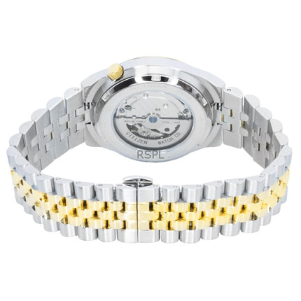 Citizen Tsuyosa 60 Zweifarbige Herrenuhr aus Edelstahl mit grünem Zifferblatt und Automatikwerk NK0024-54X