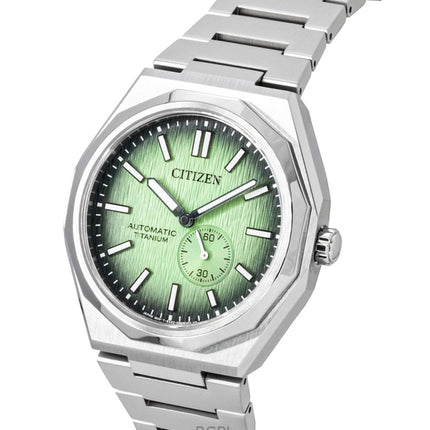 Citizen Zenshin 60 Super Titanium Herrenuhr mit grünem Zifferblatt, Automatik, NK5020-58X, wasserdicht bis 100 m