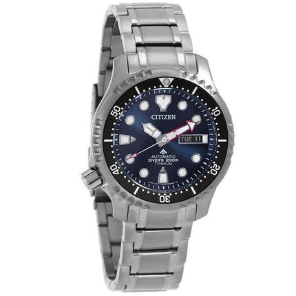 Citizen Promaster Marine Titanarmband, blaues Zifferblatt, automatische Taucheruhr NY0100-50M 200M, Herrenuhr