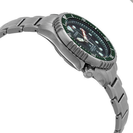 Citizen Promaster Marine Titanarmband, grünes Zifferblatt, automatische Taucheruhr NY0100-50X 200M, Herrenuhr