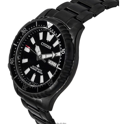 Citizen Promaster Edelstahl schwarzes Zifferblatt Automatik Taucheruhr NY0135-80E 200M Herrenuhr