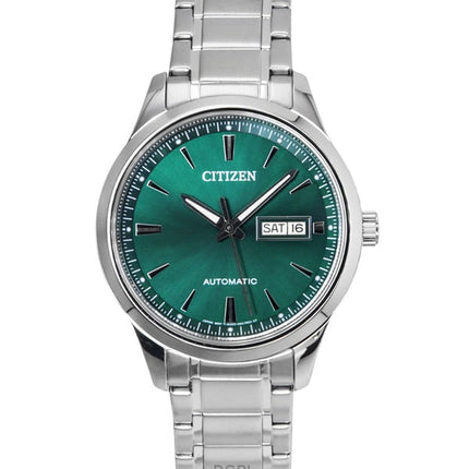 Citizen Herrenuhr mit grünem Zifferblatt und Edelstahlarmband NY4058-79X