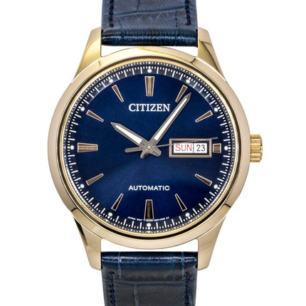 Citizen Herrenuhr NY4063-01L, analog, Lederarmband, blaues Zifferblatt, Automatik