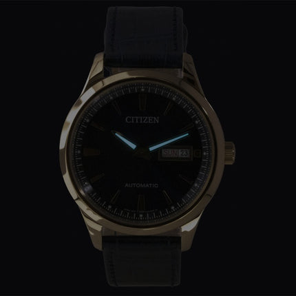 Citizen Herrenuhr NY4063-01L, analog, Lederarmband, blaues Zifferblatt, Automatik