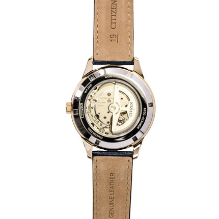 Citizen Herrenuhr NY4063-01L, analog, Lederarmband, blaues Zifferblatt, Automatik