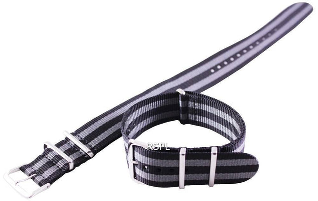 Seiko 22mm grau & Nato Armband schwarz, für SKX007, SKX009, SKX011, SRP497, SRP641
