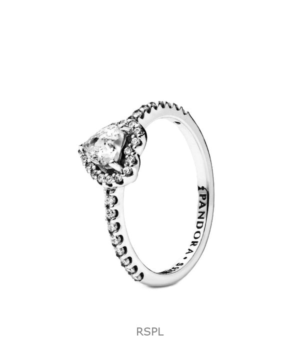 Pandora Erhabener Herzring mit klarem Zirkonia P-198421C01-54 für Damen