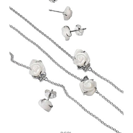 Pandora Weiße Rose in Blüte Ohrstecker mit weißem Bioresin P-293209C01 für Damen