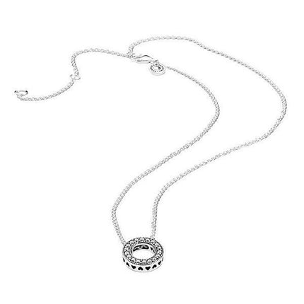 Pandora Logo Pave Circle Collier Halskette 397436CZ-45 für Damen
