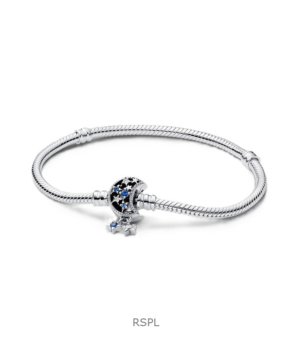 Pandora Moments Funkelndes Mond-Armband mit blauen und weißen Zirkonia P-592819C01-18 für Damen
