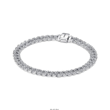Pandora Timeless Pave Cuban Chain Armband mit klarem Zirkonia P-593008C01-18 für Damen