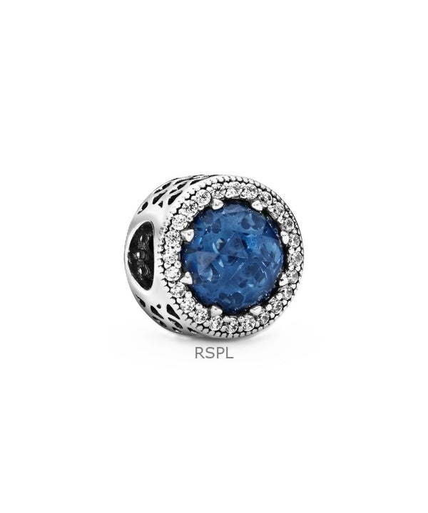 Pandora Radiant Hearts Charm mit blauem Kristall und klarem Zirkonia P-791725NMB für Damen
