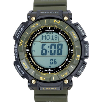 Casio Pro Trek Digital Herrenuhr mit Armband aus biobasiertem Harz, Solarfunktion, PRG-340ANS-3, wasserdicht bis 100 m
