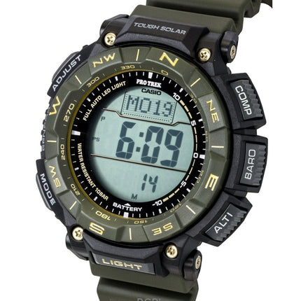 Casio Pro Trek Digital Herrenuhr mit Armband aus biobasiertem Harz, Solarfunktion, PRG-340ANS-3, wasserdicht bis 100 m
