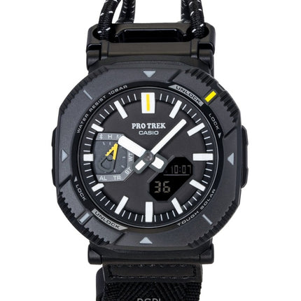 Casio Pro Trek Analog Digital Smartphone Link Textilarmband Schwarzes Zifferblatt Solar PRJ-B001B-1 100M Herrenuhr