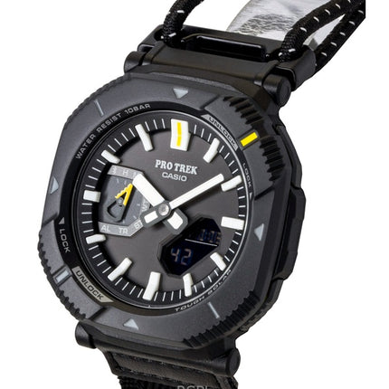 Casio Pro Trek Analog Digital Smartphone Link Textilarmband Schwarzes Zifferblatt Solar PRJ-B001B-1 100M Herrenuhr