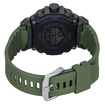 Casio Pro Trek Analog-Digital-Armband aus biobasiertem Harz, weißes Zifferblatt, Solar PRW-61LD-3, 100 M, Herrenuhr