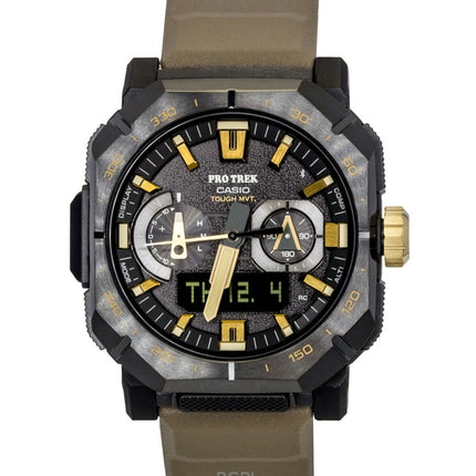 Casio Pro Trek Analog Digital Smartphone Link Braunes Kautschukarmband Schwarzes Zifferblatt Solar PRW-B1000-5 100M Herrenuhr