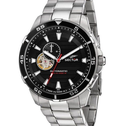 Sector ADV2500 Automatico Edelstahl Open Heart schwarzes Zifferblatt Automatik R3223243001 100M Herrenuhr