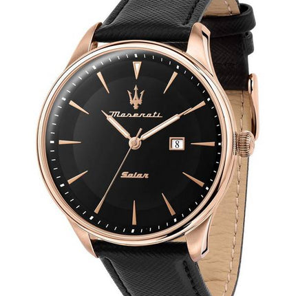 Maserati Tradizione Schwarzes Zifferblatt Leder Quarz R8851146001 100M Herrenuhr