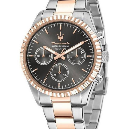 Maserati Competizione zweifarbige Herrenuhr aus schwarzem Edelstahl mit Multifunktionszifferblatt und Quarz R8853100020 100M