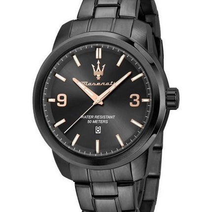 Maserati Successo Edelstahl schwarzes Zifferblatt Quarz R8853121008 Herrenuhr