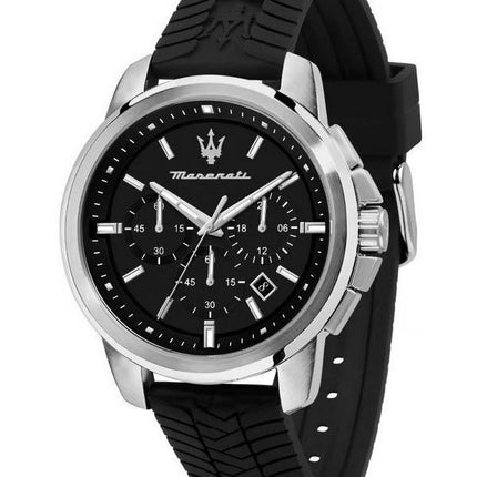 Maserati Successo Chronograph Silikonband schwarzes Zifferblatt Quarz R8871621014 100M Herrenuhr