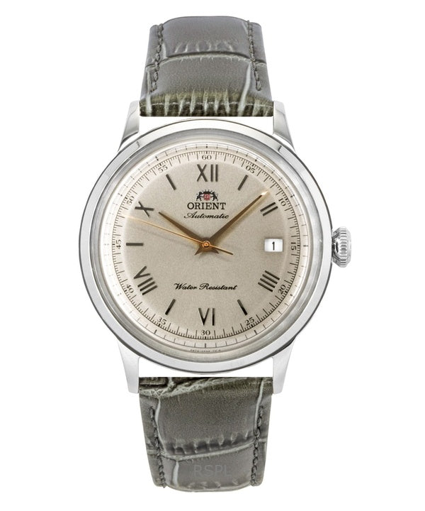 Orient Bambino Classic Herrenuhr mit Lederarmband, beigem Zifferblatt und Automatikwerk RA-AC0025N