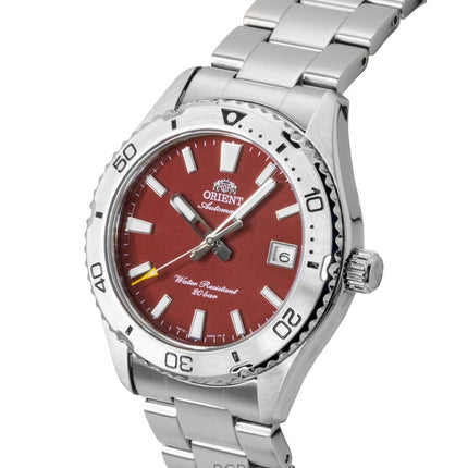 Orient Mako Edelstahl Rotes Zifferblatt Automatische Taucheruhr RA-AC0Q09R 200M Herrenuhr