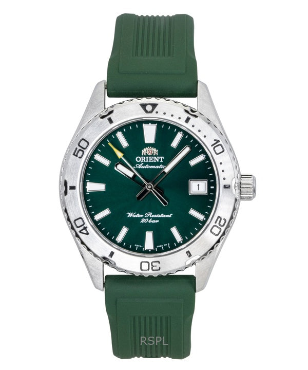 Orient Mako Silikonarmband Grünes Zifferblatt Automatische Taucheruhr RA-AC0Q11E 200M Herrenuhr
