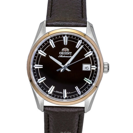 Orient Stretto Herrenuhr mit Lederarmband, braunem Zifferblatt und Automatikwerk (RA-AC0R03Y)